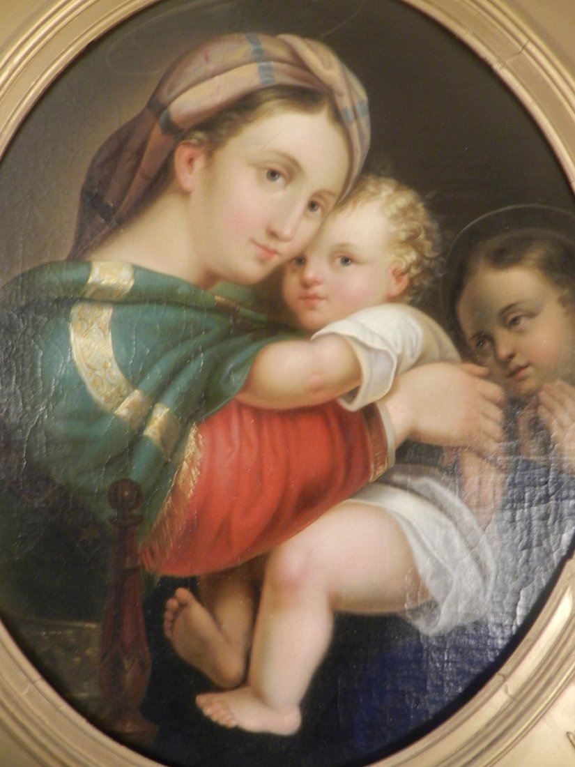 After Raphael Oil On Canvas Madonna And Child 19th c - 3