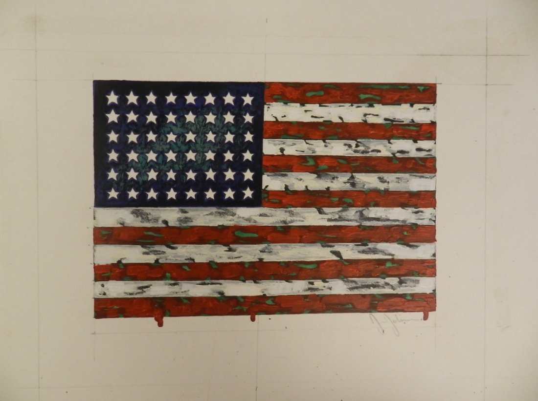 American Flag Acrylic on paper - 2