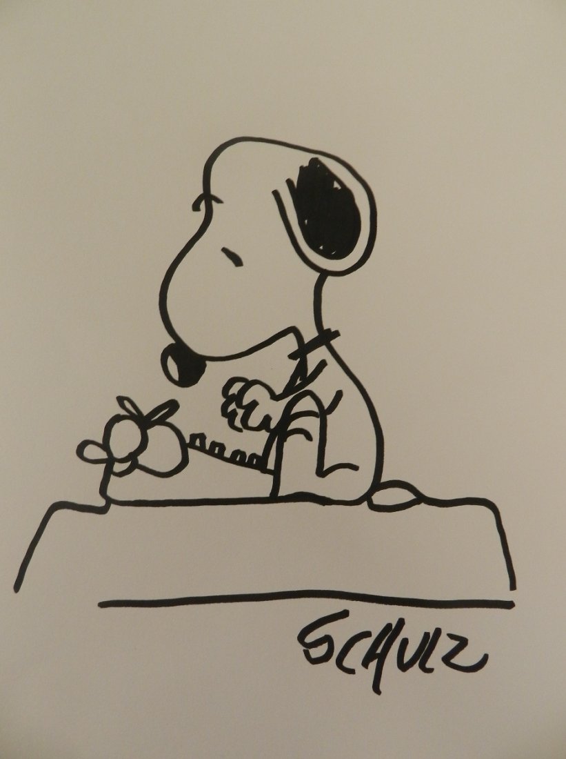 Charles M. Schulz (1922-2000) Drawing: An original signed drawing of SnoopyMarker on paperSigned lower right Measures 9 1/2 x 13 inches, unframedProperty of a private collector Europe