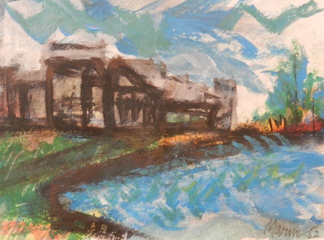 John Marin (American, 1870-1953): Medium: Watercolor on paper, attributed to John Marin Measures: 10 x 7 inches "Untitled", Circa 1952 Signed lower right & signed verso