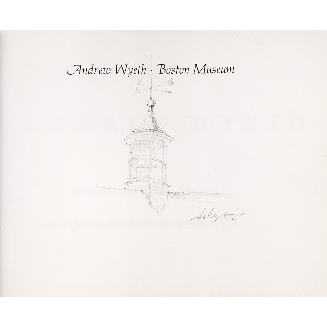 Andrew Wyeth (1917-2009) Original Pencil Drawing: on the half title of a barn cupola with a weathercock, signed "A. Wyeth" (lr). The drawing measures approximately 4 1/2 x 4 inches. Light wear to jacket, with the bookplate of Douglas Fairbanks, Jr. M