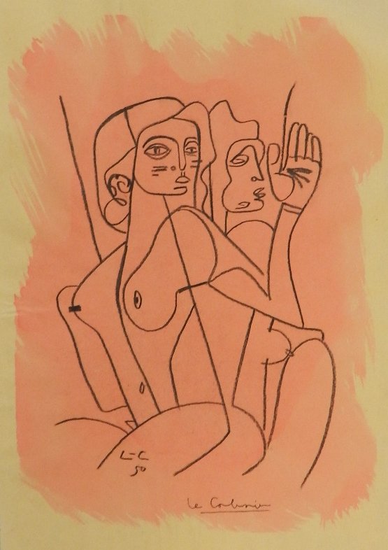 Le Corbusier (Swiss/French, 1887-1965): Medium: Pastel & Gouache on paper, in the manner/attributed Untitled Measures: 13.5 x 9.5 inches Signed lower right & dated Provenance: Private Collection of a European Gentleman