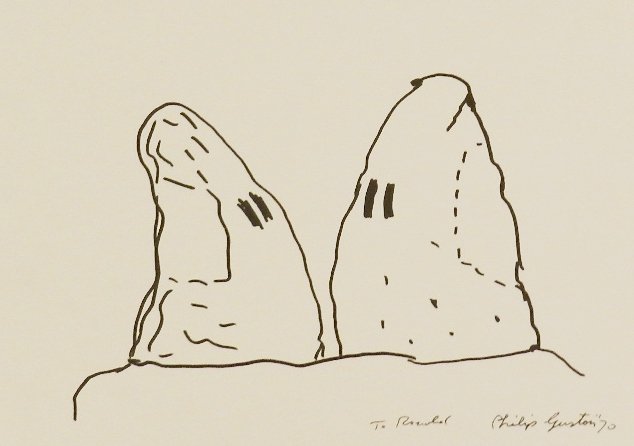 Philip Guston (American, 1913-1980): Medium: Marker on paper Untitled, Inscribed "To Ronald" Circa 1970 Measures: 8.25 x 11.5 inches Signed lower right & dated Provenance: Private Collection, Italy Lot Information: This lot is being auct
