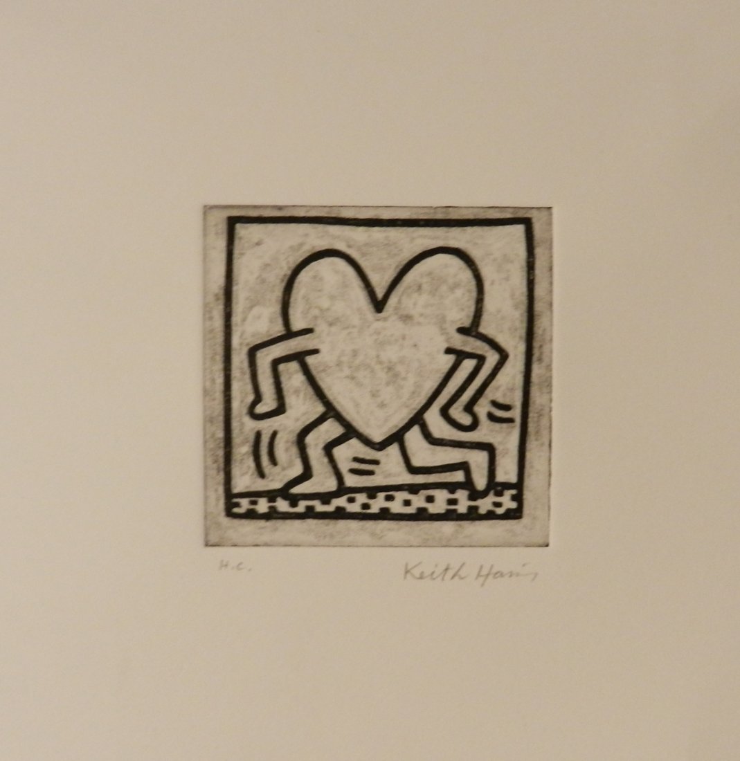 Keith Haring (American, 1958-1990): Medium: Etching on paper, after Hand signed lower right & "HC" lower left (Hors de Commerce) Measures: 9.5 x 9 inches Lot note: H.C. (Hors de Commerce): An impression pulled outside the edition for th
