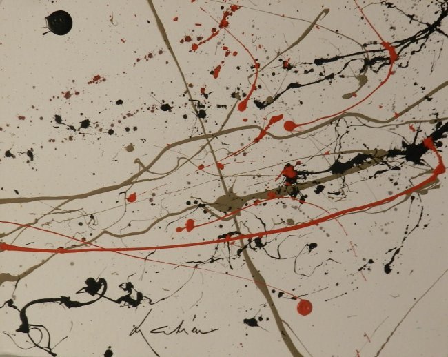 Georges Mathieu (French, B. 1921): Medium: Acrylic on paperboardUntitled AbstractMeasures: 12.25 x 9.75Signed lower leftLot Information: This lot is being auctioned as "attributed" to the named artist, which means, that it looks to app