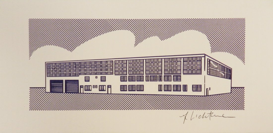 Lichtenstein Real Estate Hand Signed Announcement: Offset Lithograph Measures: 6 x 11.5 inches Hand signed lower right Announcement for the publication of the limited deluxe edition of Roy Lichtenstein's original lithograph, Real Estate (Circa 1969) a