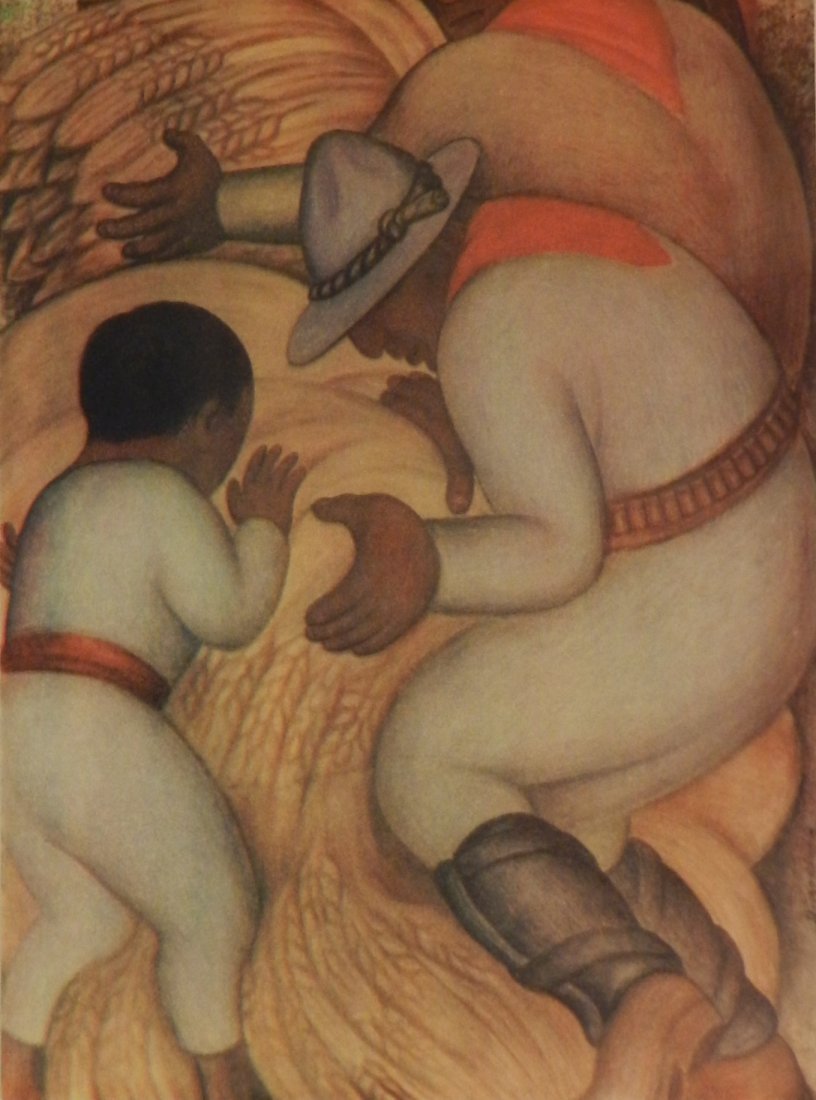 Diego Rivera (Mexican, 1886-1957): Offset Colored lithograph "The Night of the Poor", C. 1935 Measures: 11 x 8.5 inches Plate signed lower right