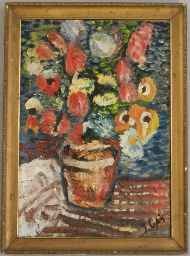 Jan Cybis (Polish 1897 - 1972): Medium: Oil on board Still Life Measures: 22.5 x 16 inches framed, sight: 20 x 14 inches Signed lower right & signed/titled & dated verso Provenance: Private collection, New York