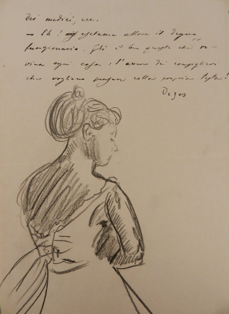 Edgar Degas (French, 1834-1917) After: Medium: Charcoal on paper Measures: 11 x 8 inches Signed upper right Possibly writing regarding provenance hand written on top Provenance: Private collection, Europe •Lot Information: This lot is be