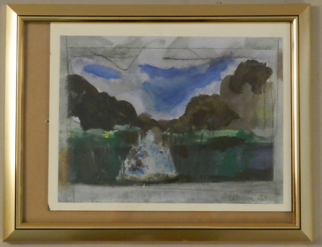 John Marin (American, 1870-1953): Medium: Watercolor on paper Measures: 13.5 x 17.5 inches framed, sight: 9.5 x 13 inches Signed lower right •Lot Information: This lot is being auctioned as "attributed to" the named artist, which me