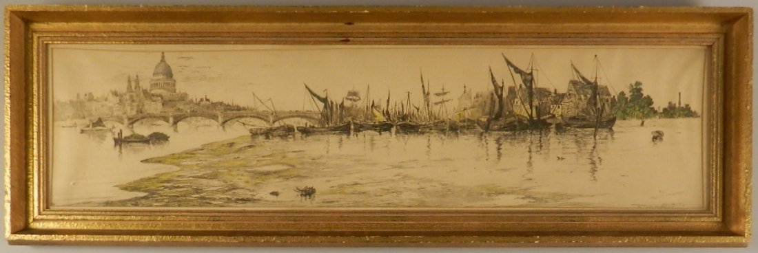 Frederick Leo Hunter Sailboat Lithograph: Measures: 8 x 29 inches (sight) Plate signed lower left