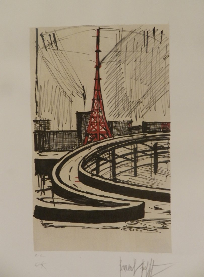 BERNARD BUFFET Original color lithograph Signed: Pencil signed lower right Pencil signed lower left e.a Measures 16 1/2 x 12 inches