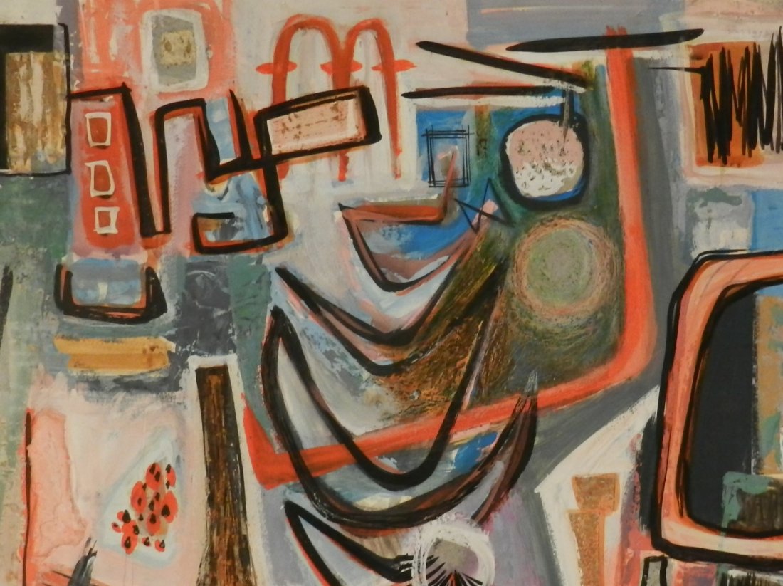 Werner Drewes (American 1899-1985): Medium: Oil and mixed media on board Signed lower right "Drewes" Measures: 26 x 20 inches unframed Lot Information: This lot is being auctioned as "attributed to" the named artist, which means, that i