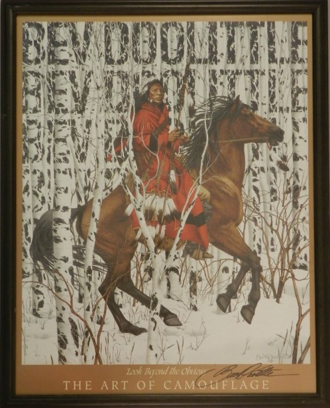 Bev Doolittle Hand Signed Lithograph: "Look Beyond the Obvious, The Art of Camouflage" Original hand signed lithograph Measures 30 x 24 inches framed