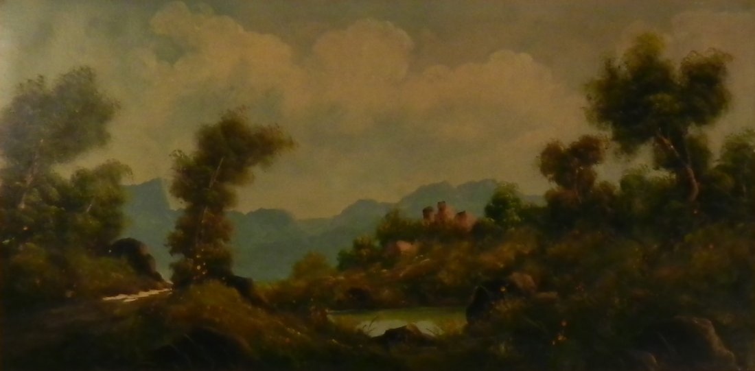 19th Century Hudson River School Oil Painting: Measures: 32 x 56 inches framed, painting size: 23 x 48 inches Unsigned