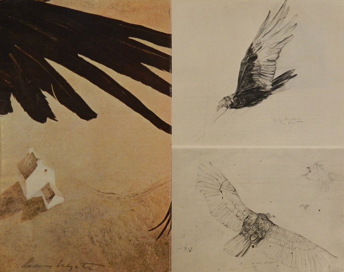 Andrew Wyeth Hand Signed Print: Measures: 9 x 11 inches Title: "Soaring" Hand signed lower left in pen by Andrew Wyeth