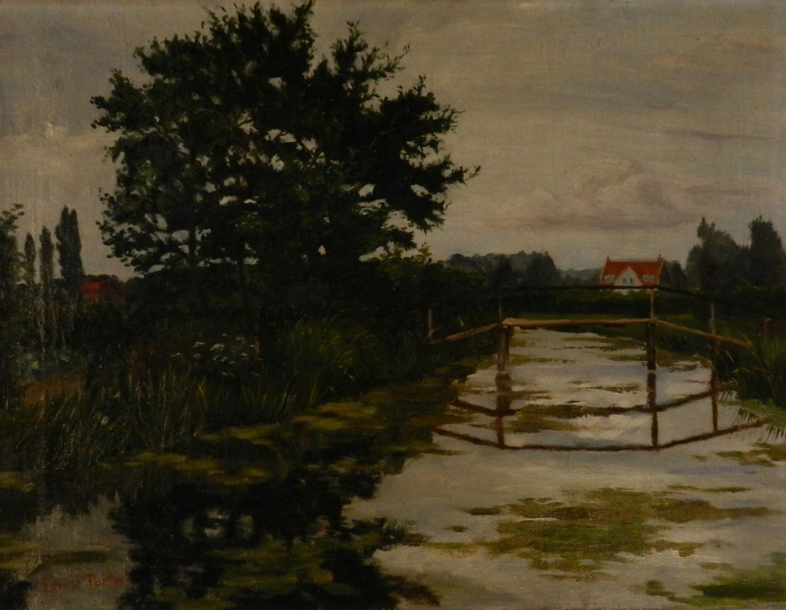 ERNEST PARTON (American. 1845-1933): Medium: Oil on canvas Landscape Measures: 20 x 26 inches Signed lower left