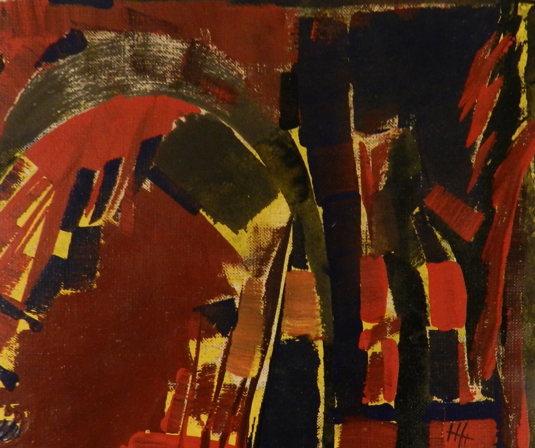 Hans Hofmann (German/American, 1880-1966): Medium: Oil on Paper Untitled, C. 1950 Measures: 7 x 8 inches Signed lower right Sent to California from New York in 1970. Part of a portfolio of 10 works by Hofmann Provenance: Samuel Kootz Gallery, 