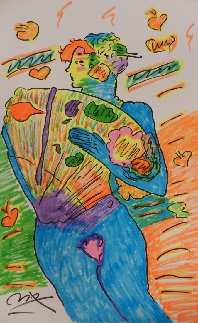Peter Max Original Marker Drawing: Medium: Marker on paper Measures: 18 x 12 inches Signed lower left