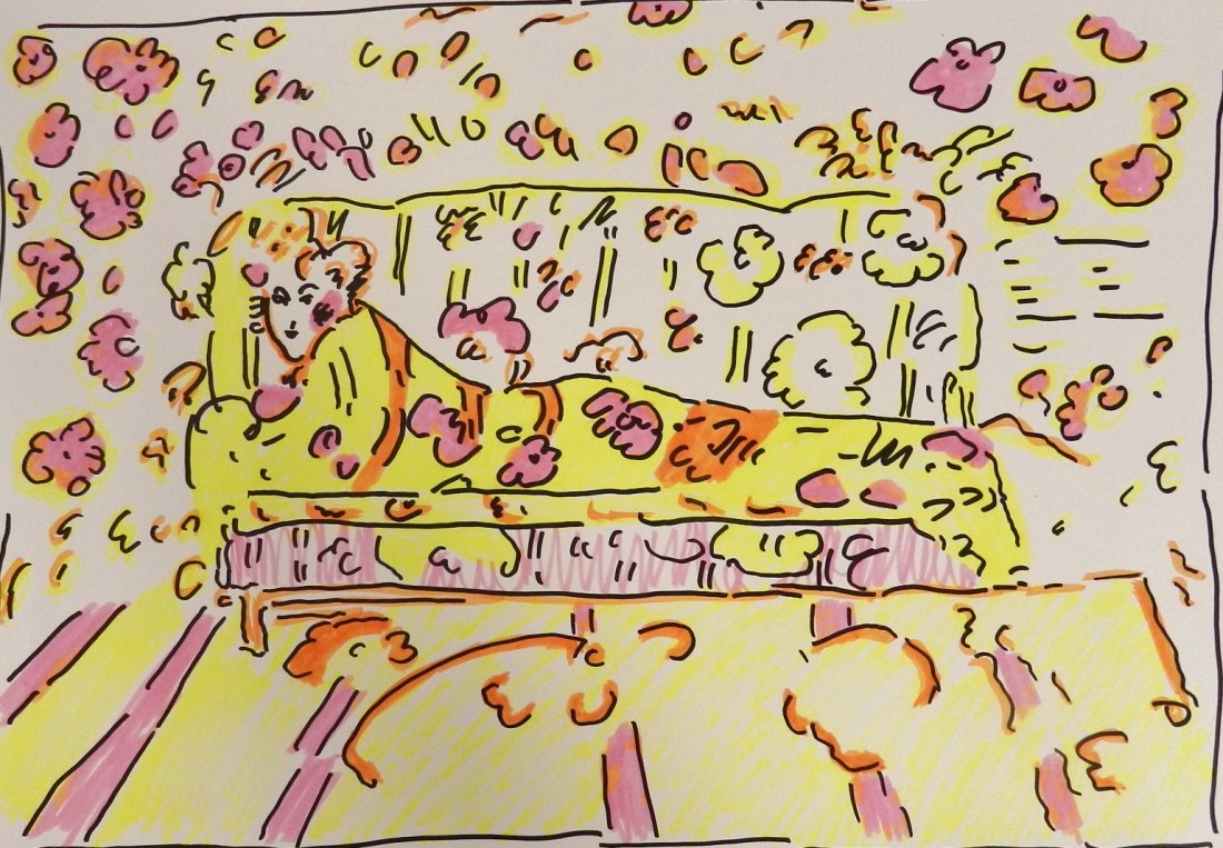 Peter Max Original Marker Drawing: Medium: Marker on paper Measures: 12 x 18 inches Signed on right