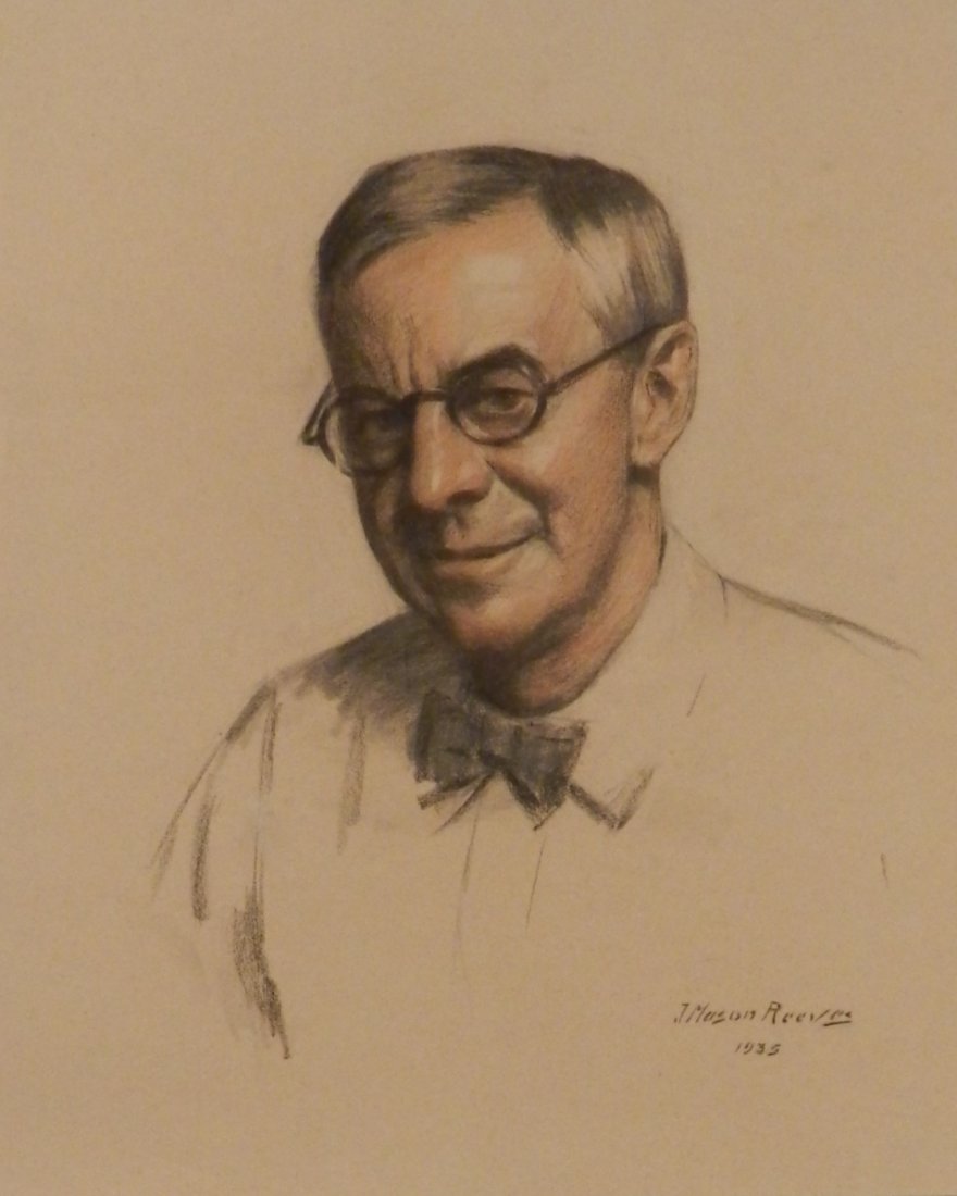 JOSEPH MASON REEVES, JR. (AMERICAN, 1898-1973): Medium: Charcoal on paper Portrait of a Gentleman, c. 1935 Measures: 23 x 17.5 inches Signed/Dated lower right