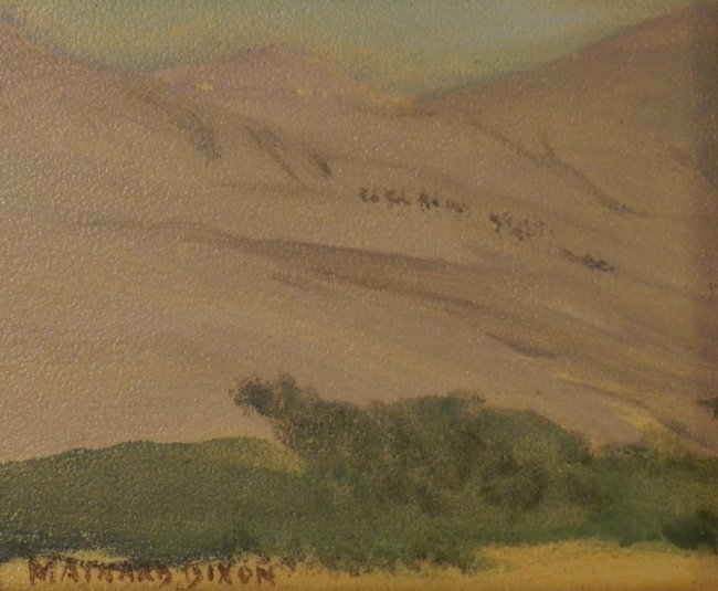 Maynard Dixon (American, 1875-1946): Medium: Oil on board Untitled 20th century landscape Measures: 5.5 x 6.5 inches painting size Signed lower left Provenance: Collection of an Antique dealer, California