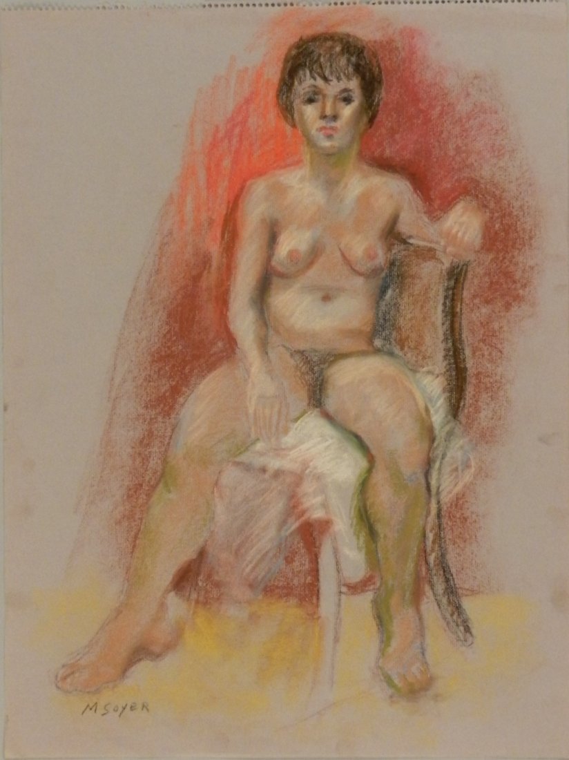 Moses Soyer (American, 1899-1974): Medium: Pastel on paper Nude Portrait Measures: 24 x 18 inches Signed lower left Provenance: private collection, Florida