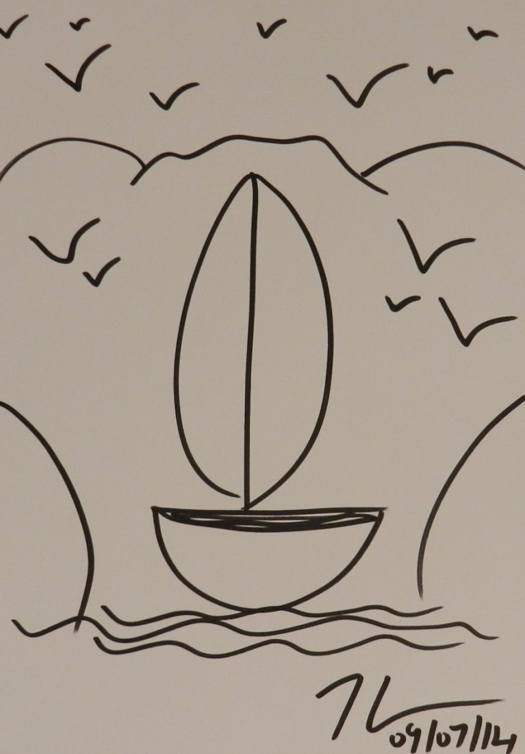 Jeff Koons Original Drawing: Medium: Marker drawing on paper Measures: 11.5 x 9 inches Signed & Dated lower right Letter of provenance included