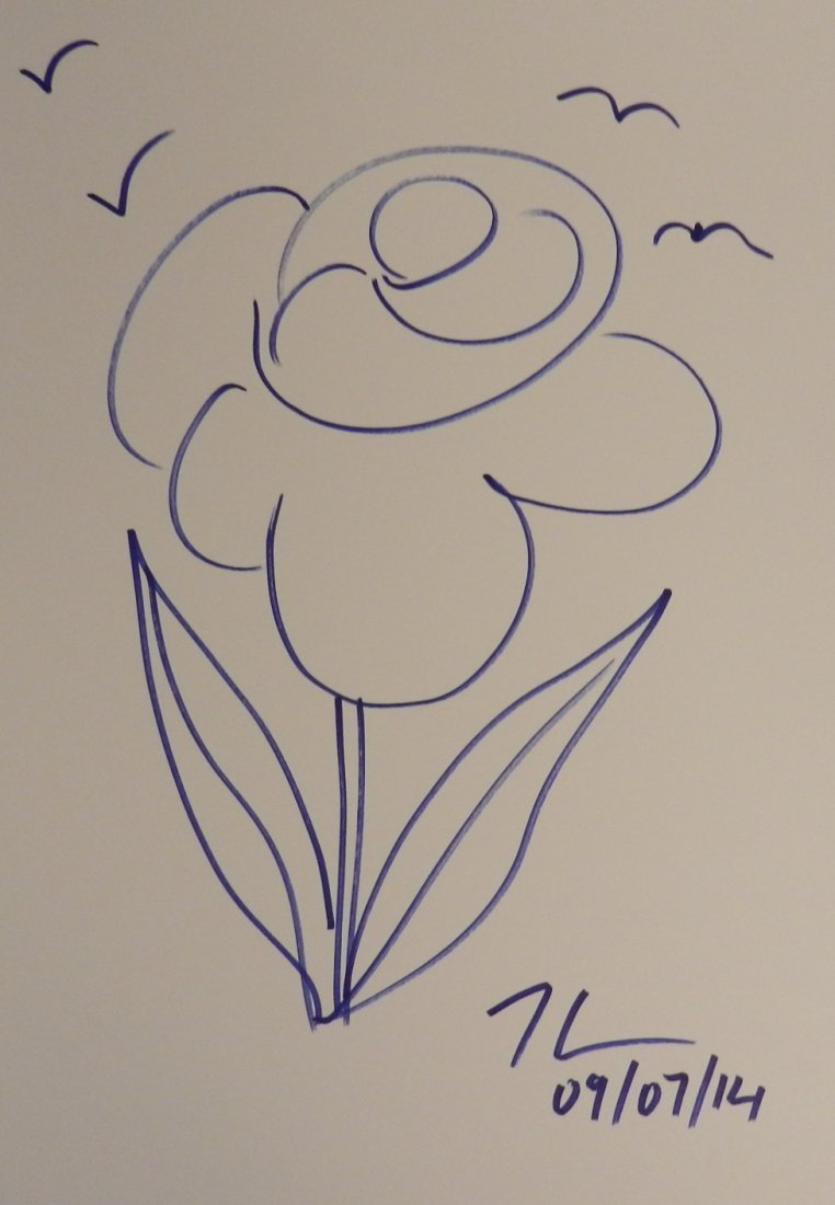 Jeff Koons Original Drawing: Medium: Marker drawing on paper Measures: 11.5 x 9 inches Signed & Dated lower right Letter of provenance included