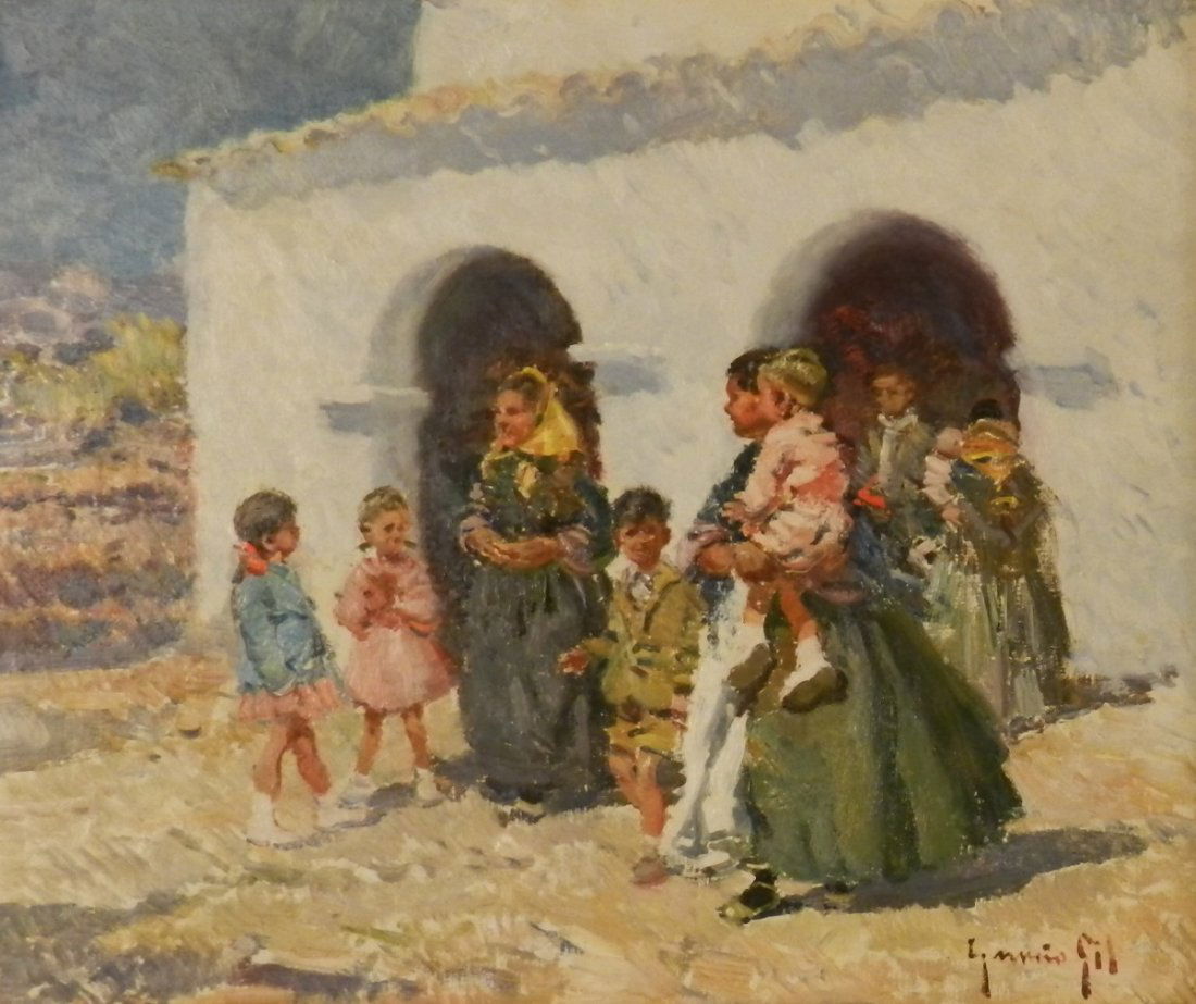 IGNACIO GIL Y SALA (SPANISH, 1913-2003): Medium: Oil on Canvas Street Scene Measures: 24 x 27 inches framed, painting size: 15 x 18 inches Signed lower right