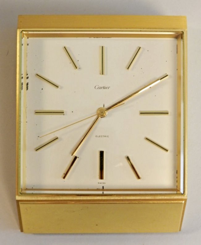 Vintage Cartier Desk Clock: Measures: 6 x 5 inches Swiss made Executive Style Desk Clock