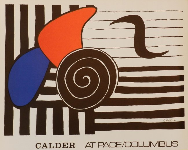 Alexander Calder Lithograph: Medium: Lithograph Measures: 29 x 23 inches Calder at Pace/Columbus, "Helisse" Signed in plate