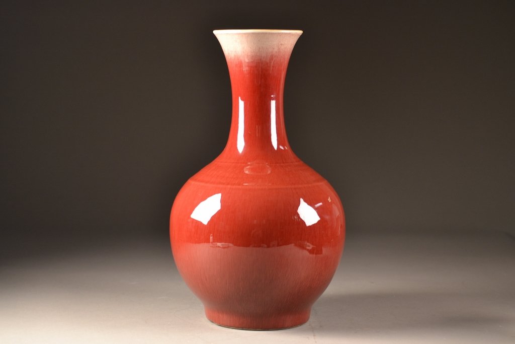 19c Chinese sang de boeuf outstanding vase.: 19c Chinese sang de boeuf outstanding vase. Drilled hole in base. Size: 15" tall x 9" wide