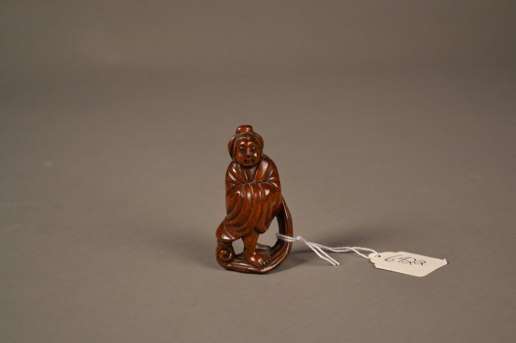 Small Wooden Carved Netsuke: Signed, 2 3/4" tall