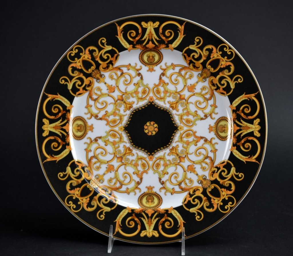 Versace "Barocco" Plate: Versace "Barocco" Plate. Measures 12" dia.