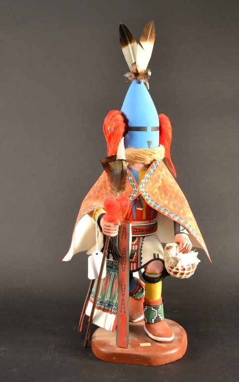 Native American Hopi Kachina doll signed 'Aholi by Roy: Native American Hopi Kachina doll signed 'Aholi by Roy Fredricks' 20" tall