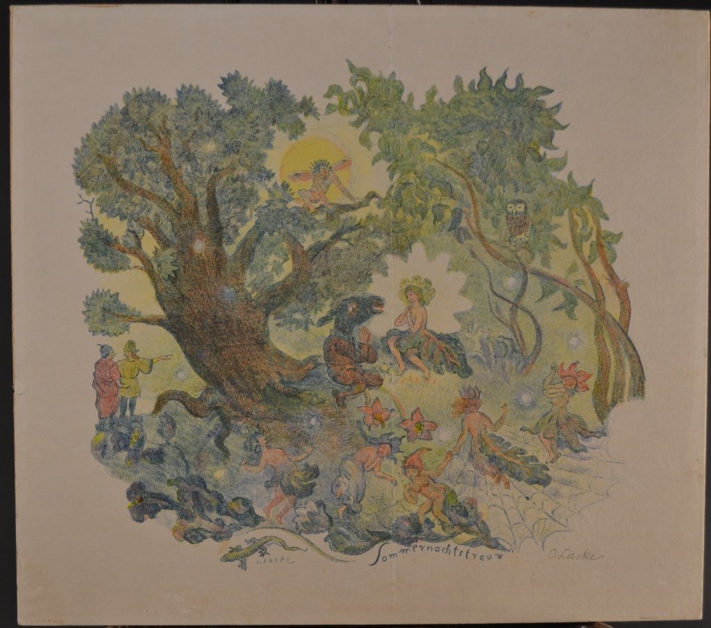 Oskar Laske 1874 - 1951 Oskar Laske 1874 - 1951 Signed: Oskar Laske 1874 - 1951 Signed print 'sommernachtscraum' 15.75 x 14"