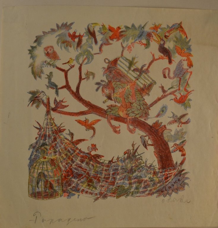 Oskar Laske 1874 - 1951 Oskar Laske 1874 - 1951 signed : Oskar Laske 1874 - 1951 signed print. 'papageno' 14.5" x 12"