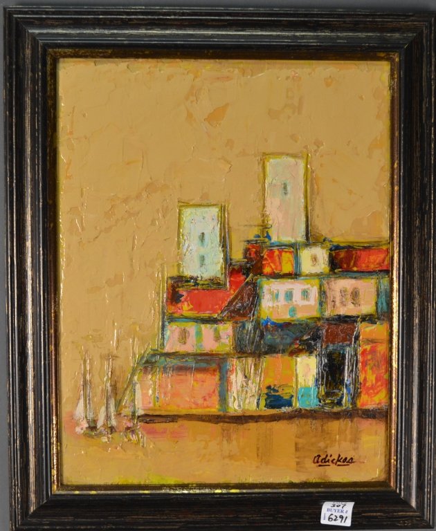 Painting by David Adickes size in frame 14" x 17": size in frame 14" x 17"