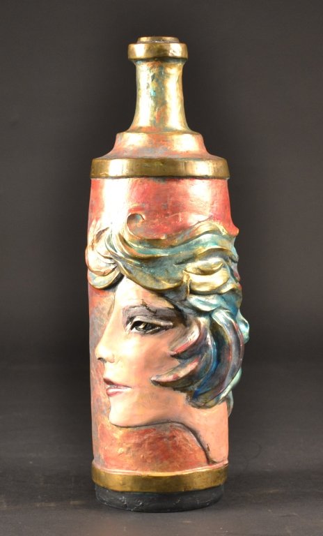 DAVID ADICKES - Bronze Polychromed Bottle Size : 12: DAVID ADICKES - Bronze Polychromed Bottle Size : 12 1/2" T Size : 12 1/2" T