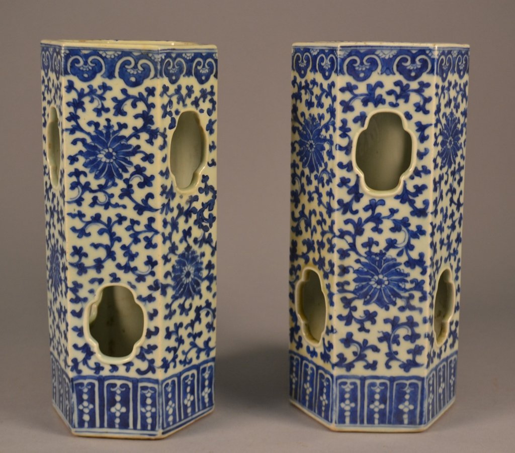 Antique Chinese Porcelain Hat Stands 11" tall: 11" tall