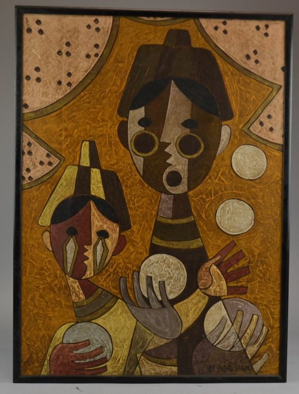 JOSE MARIA DE SERVIN (Mexican, 1917-1983) Untitled Oil: (Mexican, 1917-1983) Untitled Oil on Masonite Signed lower right Size: 25" x 18 1/2"
