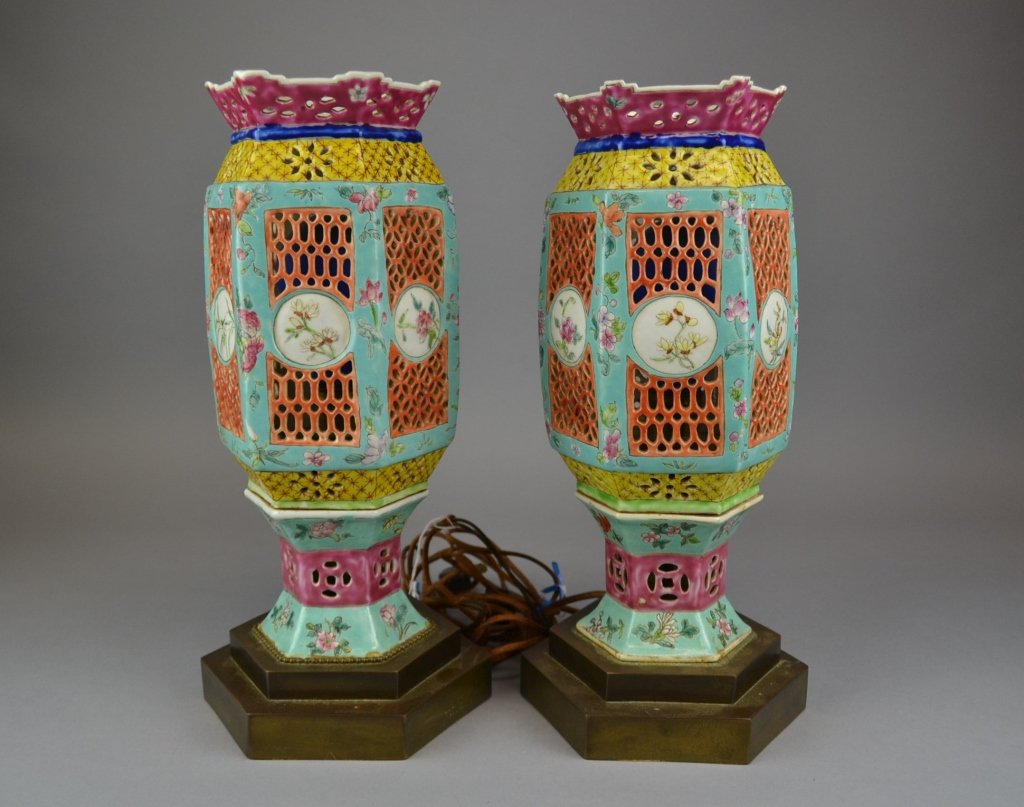 Pair of Antique  Wedding Lantern Lamps A very nice pair (1 of 9)