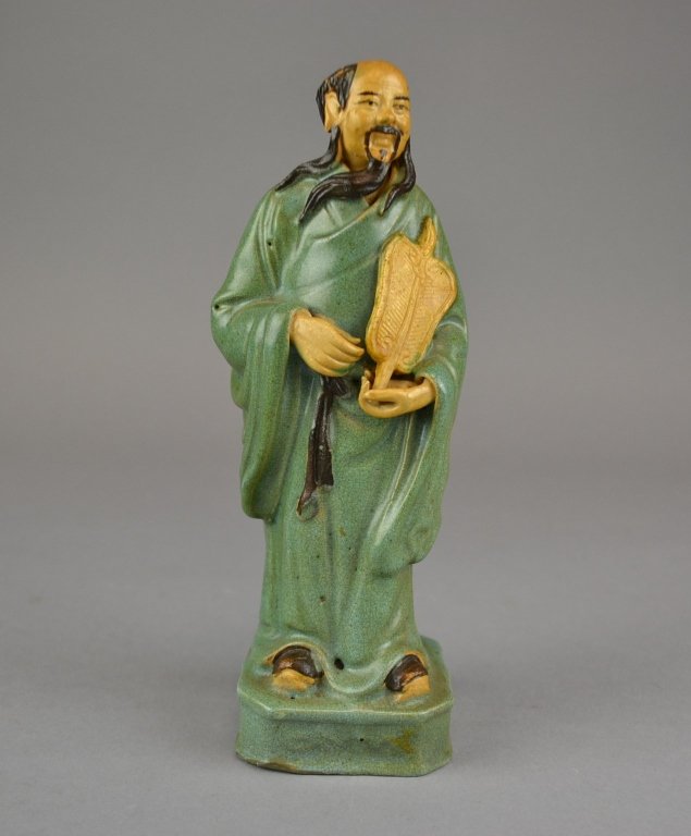 Chinese Glazed Pottery Figure This is a nice old green (1 of 9)