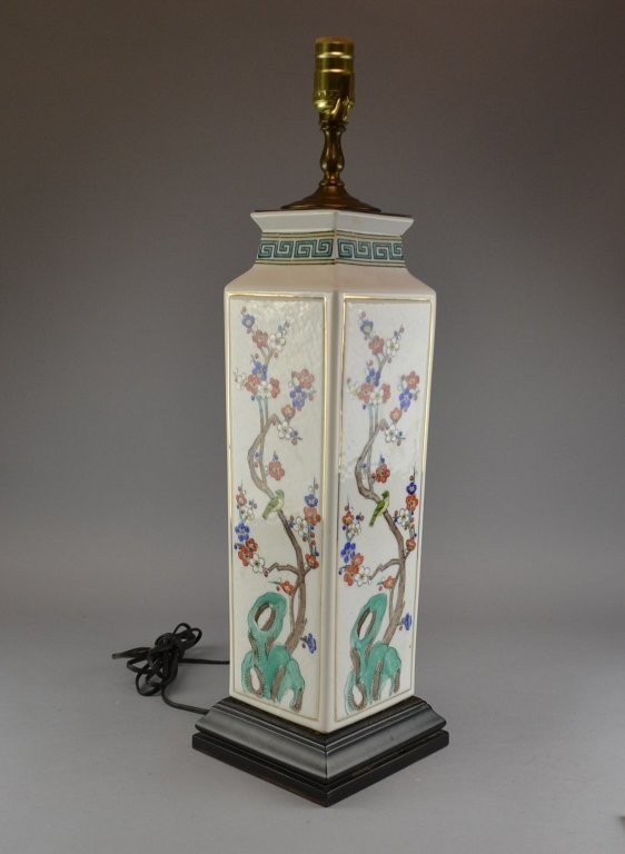 Japanese Porcelain Vase/Lamp This is a square form vase (1 of 6)