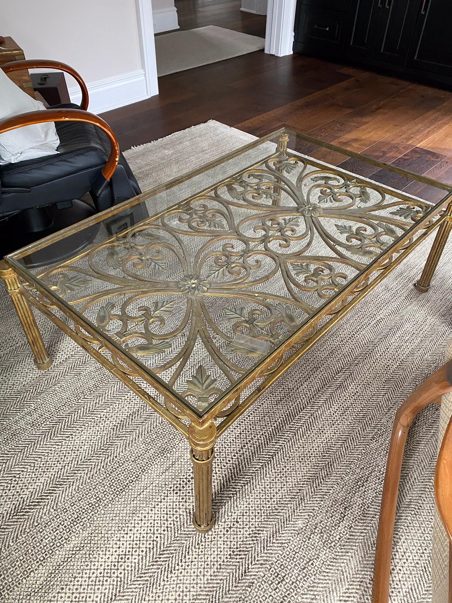 Glass top Iron Base Coffee Table (1 of 3)