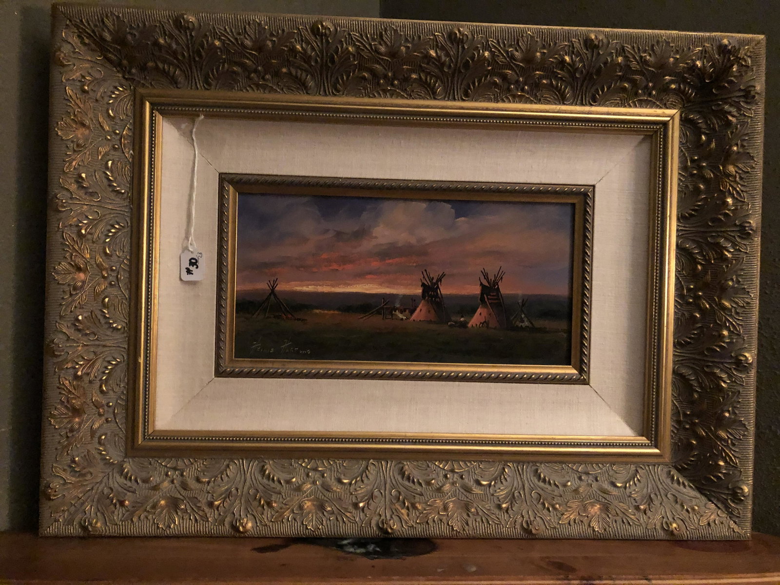 Heinie Hartwig "Sunset Encampment" Original Oil on: Heinie Hartwig "Sunset Encampment" Original Oil on Canvas. LOCAL PICK UP AVAILABLE IN CORONA DEL MAR, CA.