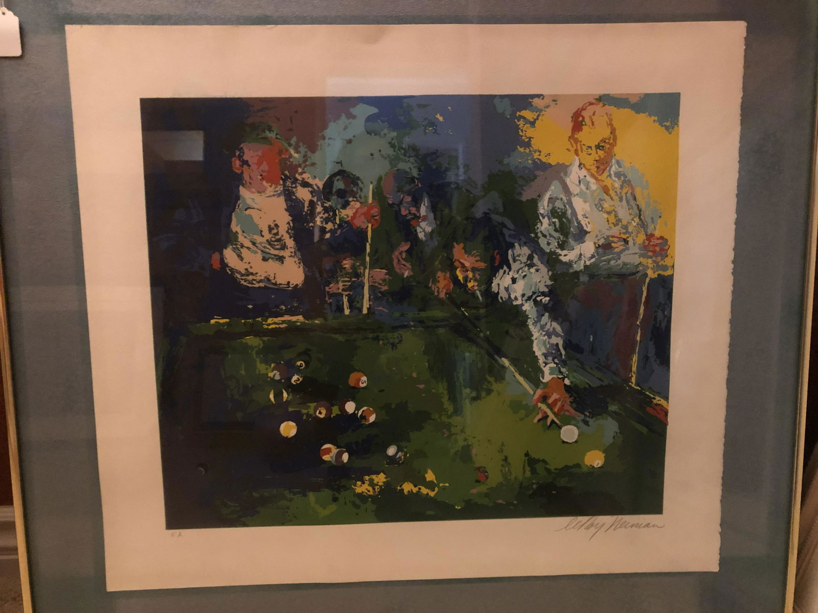 Leroy Neiman "Pool Shot" E.A. Pencil Signed and Framed (1 of 3)