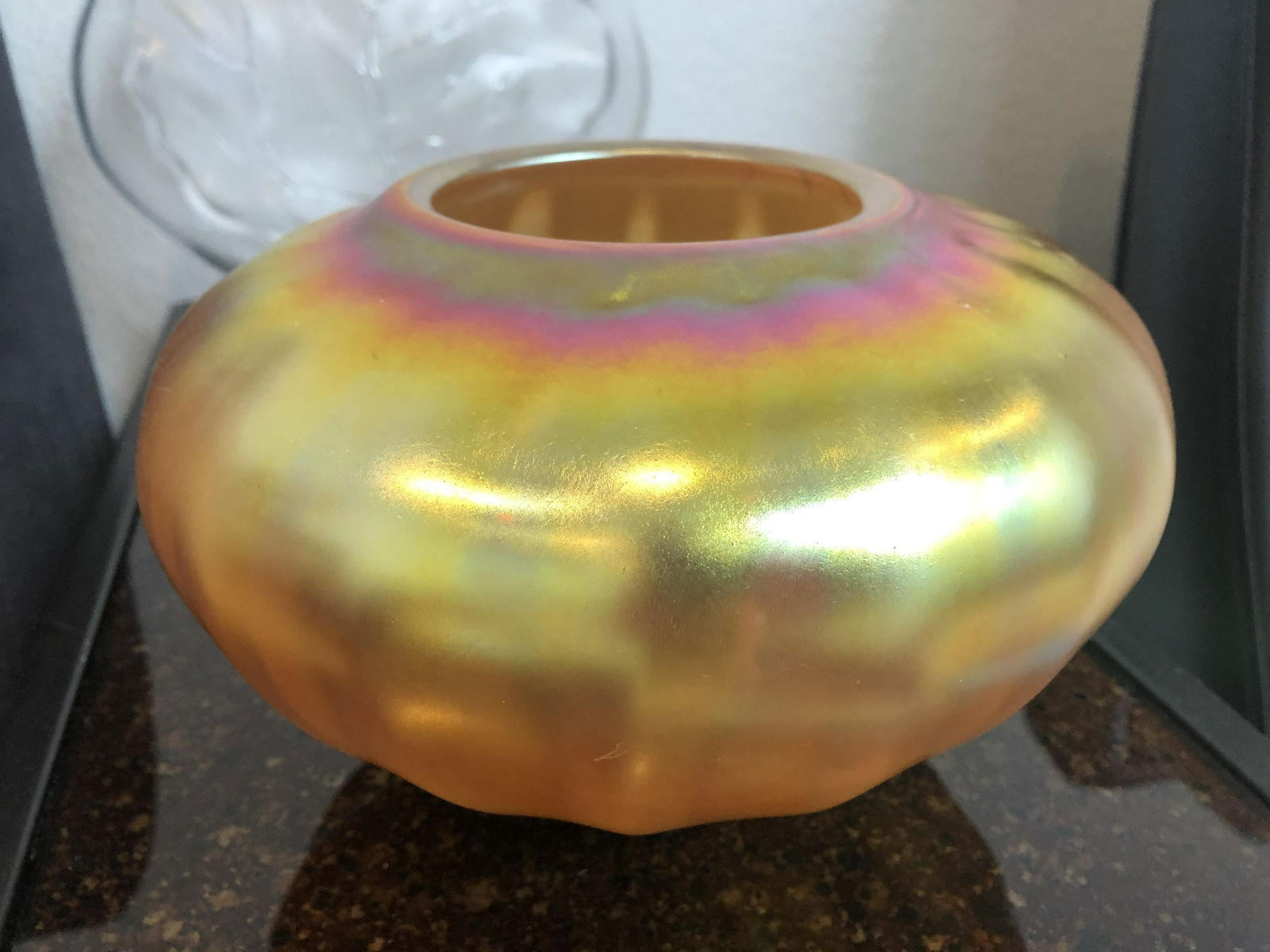 Gold Art Glass Signed Vase (1 of 4)
