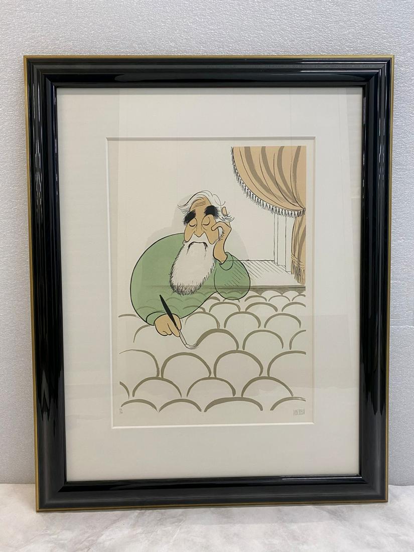 Al Hirschfeld Self-Portrait Signed Lithograph 73/190: Al Hirschfeld Self-Portrait Signed Lithograph 73/190; Black Frame with White Mat size: H 31 1/2" x W 25" x D 0.5"; AVAILABLE FOR LOCAL PICK UP IN IRVINE, CA